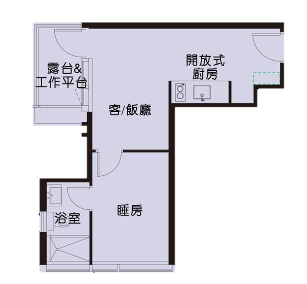 圖則為18樓F室,實用面積390平方呎。
