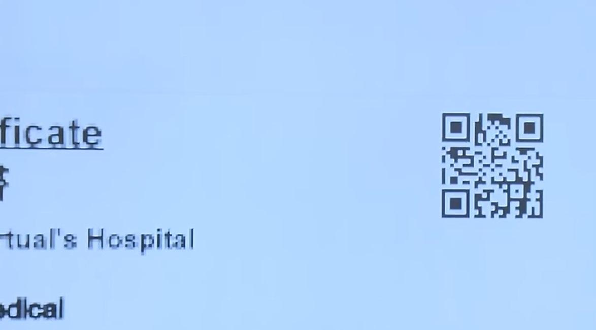 「電子病假紙」右上角有二維碼,方便識別假紙真偽。(直播截圖)