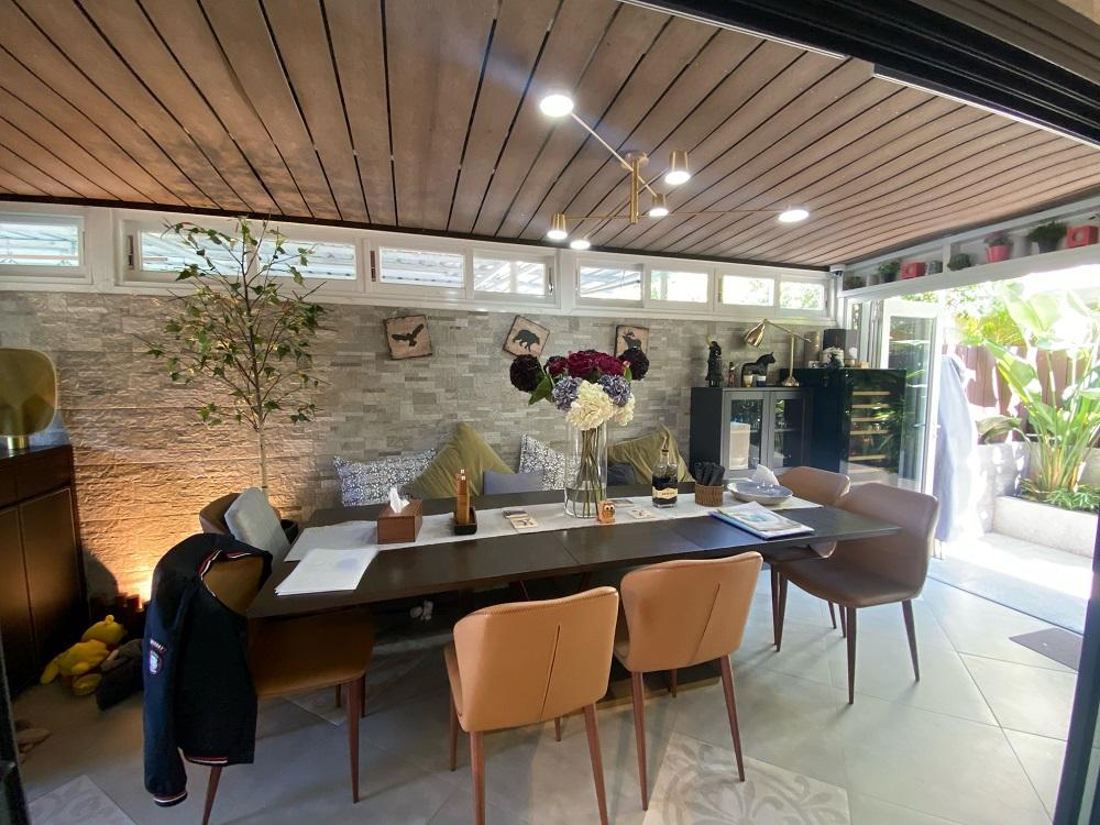 飯廳放上八人餐桌椅後,亦無侷促感。