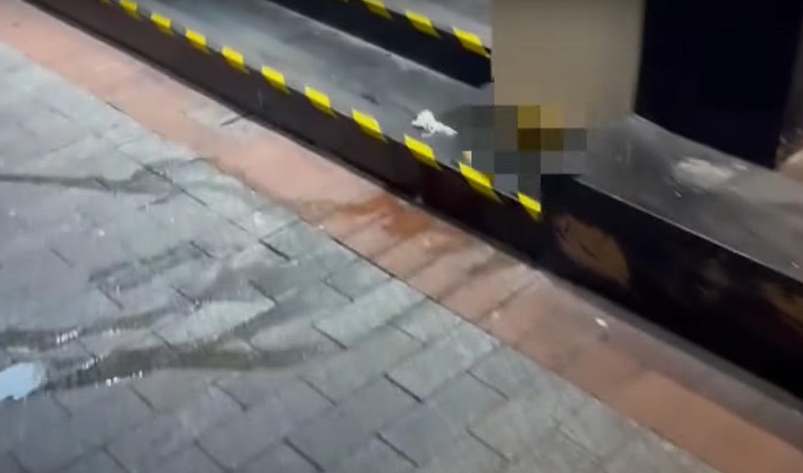 地上留下了一堆「黃金」及大媽使用過的紙巾。(TVB東張西望YouTube截圖)