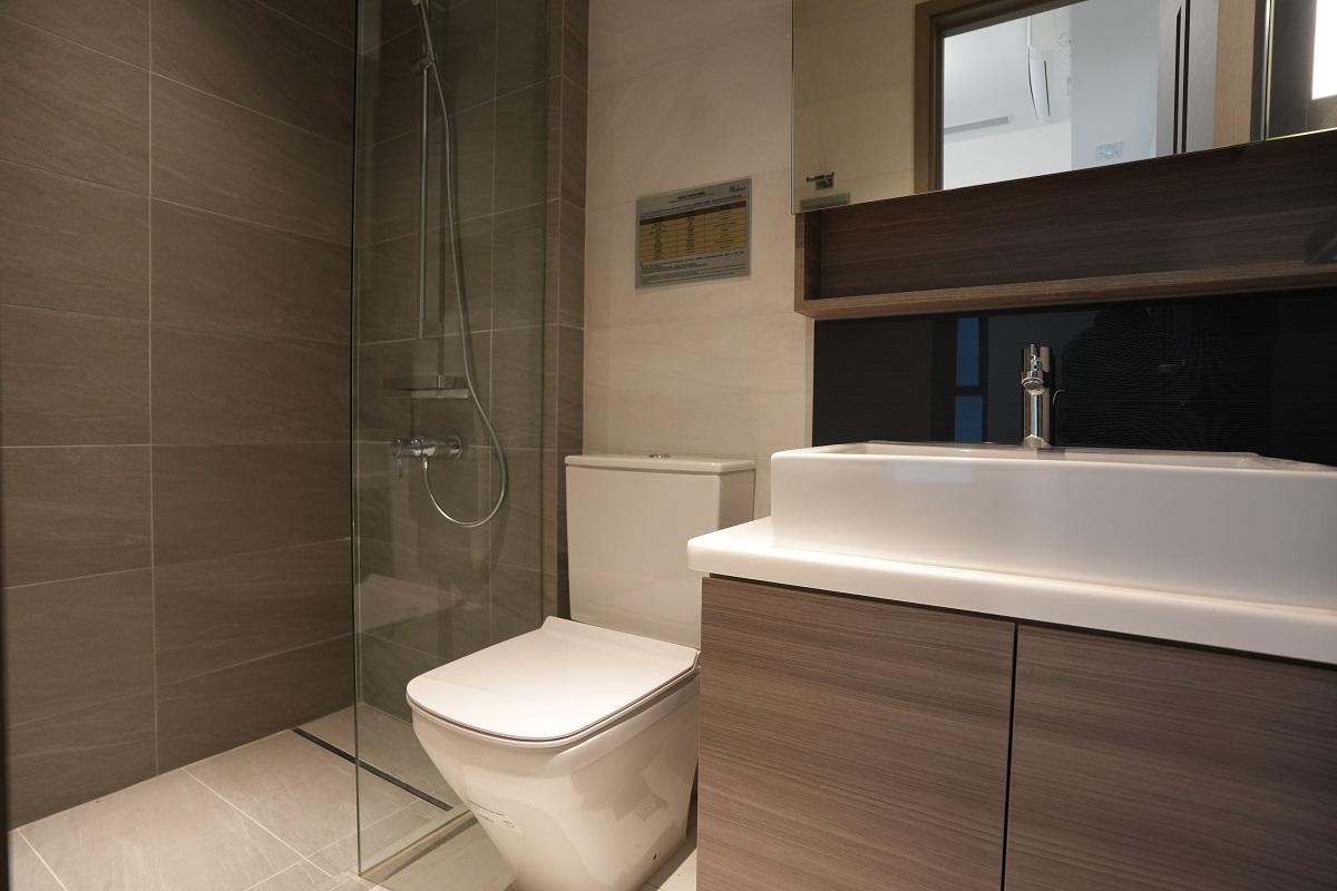 浴室備有熱水爐、浴室寶、鏡櫃及洗手盆櫃。