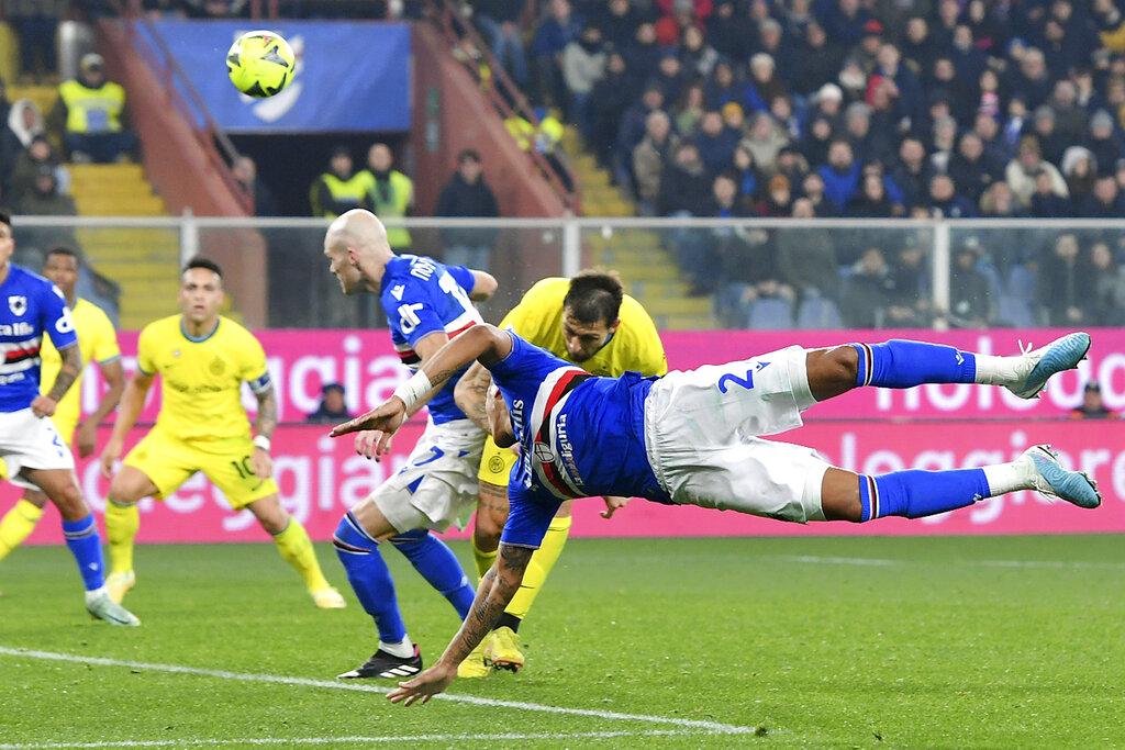 意甲|國際米蘭狂轟25腳無功而還 0:0賽和森多利亞 落後榜首拿玻里15分 (美聯社)