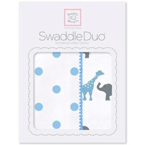 Swaddle Designs 大象長頸鹿2合1包巾組 (藍色/粉紅色)│原價:$350/盒 特價:$175/盒