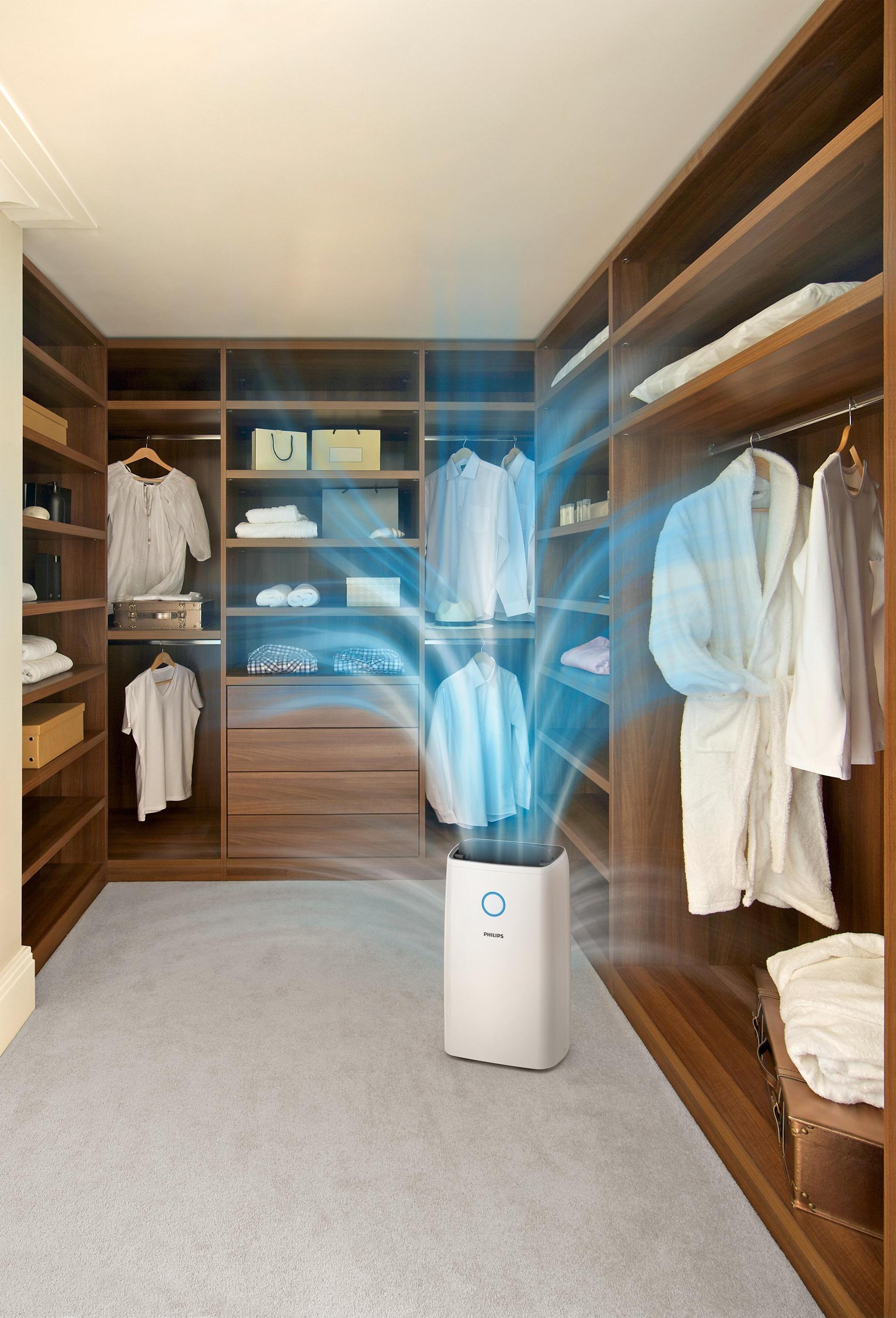 抽濕機 DE3203/30的百葉送風口可調校0至90度,大大增加氣流。