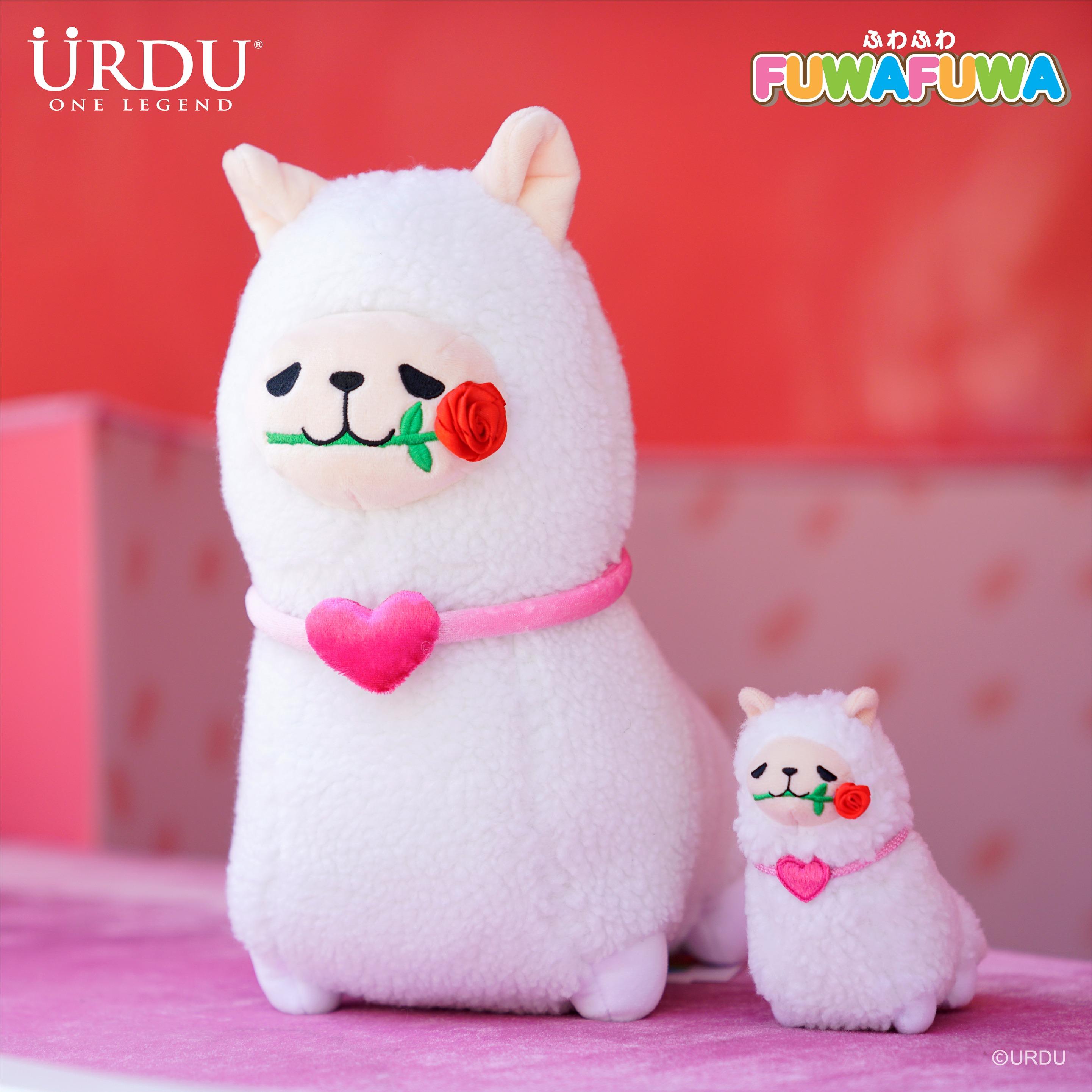 FUWA FUWA情人節限定公仔:可愛的FUWAFUW羊駝情聖上身,口叼著代表熱戀的紅玫瑰,迷倒眾生。4.5吋高 $69、30厘米高 $219