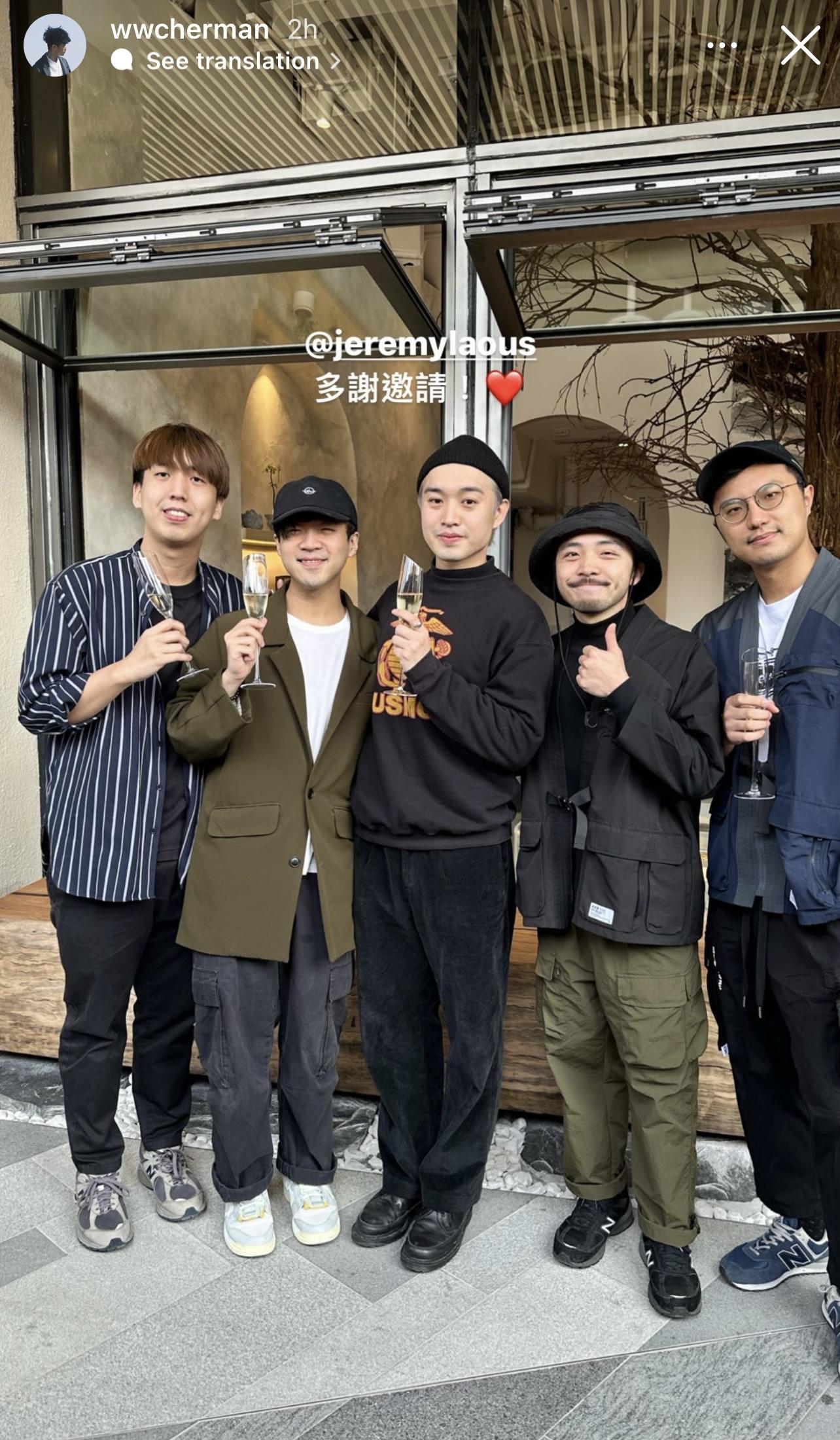 為《MM7》作曲的樂隊The Hertz與柳闆合照。(樂隊主音IG)