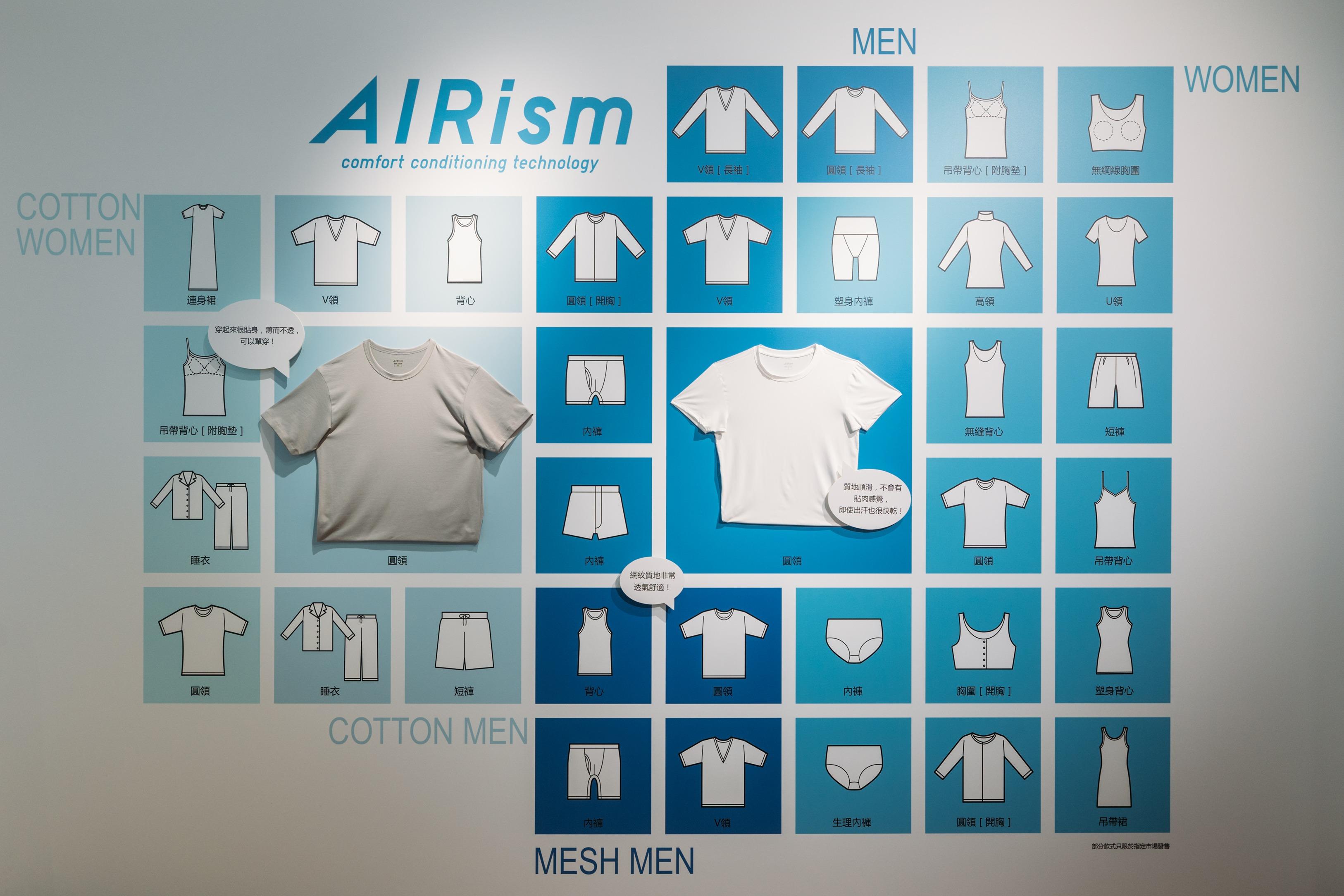 AIRism系列的男裝單品增添抗菌除臭功能。