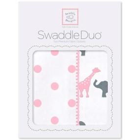 Swaddle Designs 大象長頸鹿2合1包巾組 (藍色/粉紅色)│原價:$350/盒 特價:$175/盒