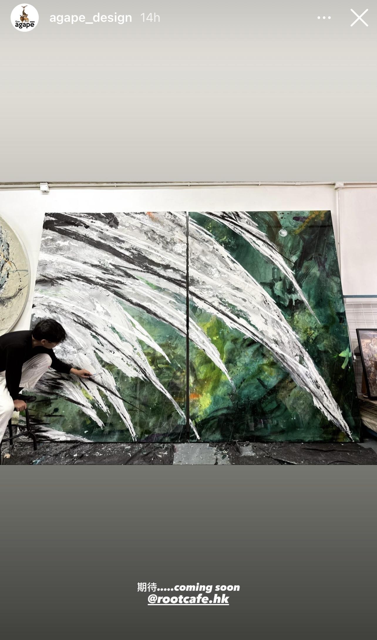 店內的巨型樹脂畫,出自香港首個樹脂藝術品牌。(IG@agape_design)