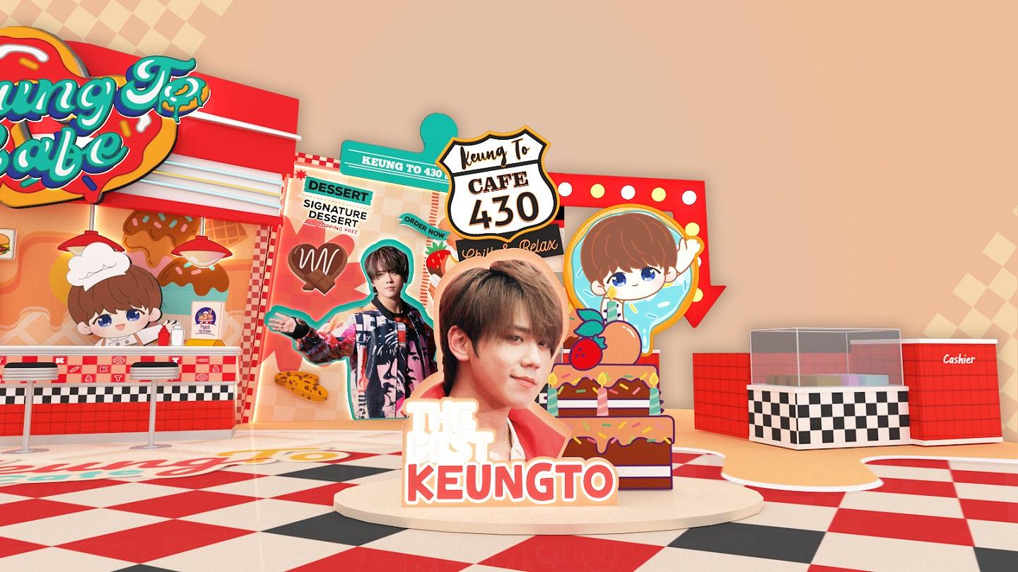 7. 夢想飛馳生日蛋糕:背後的看板有可愛的小濤濤,以及美式公路路牌,寓意24歲的姜濤會在夢想道路飛馳,走上前和壽星及生日蛋糕來一張甜蜜蜜的合照吧!