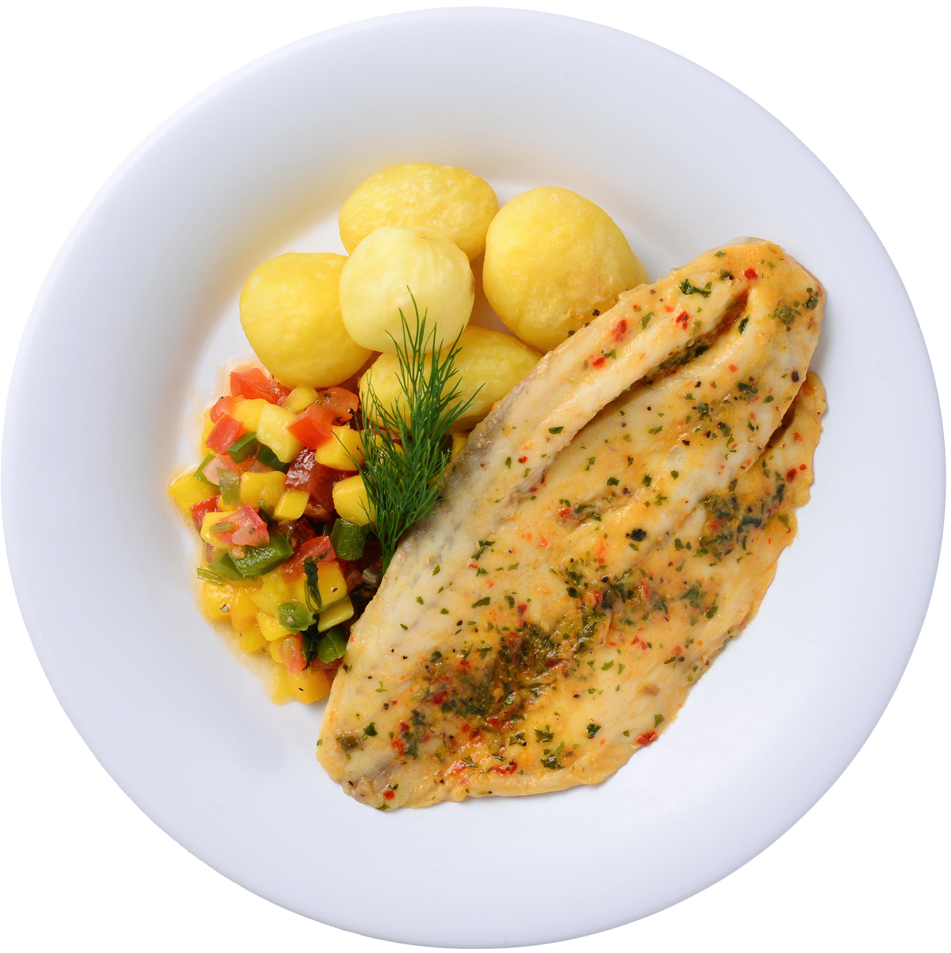 青檸香草燒鱸魚柳配芒果莎莎及薯仔 HKD$59