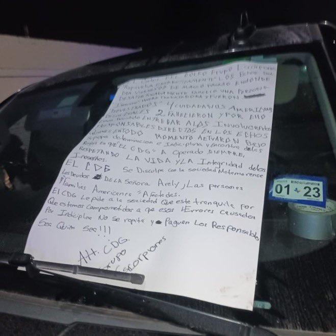 有關信件已證實由販毒集團發出。(Twitter)