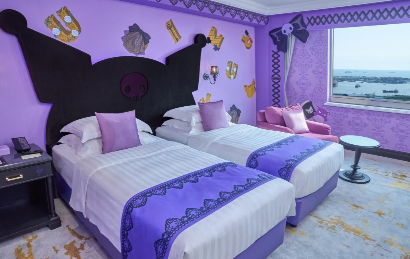 Kuromi主題房間採用淡紫色作為室內設計。