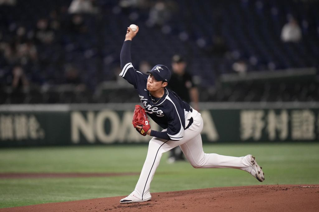 南韓棒球隊大勝中國20分。(美聯社)