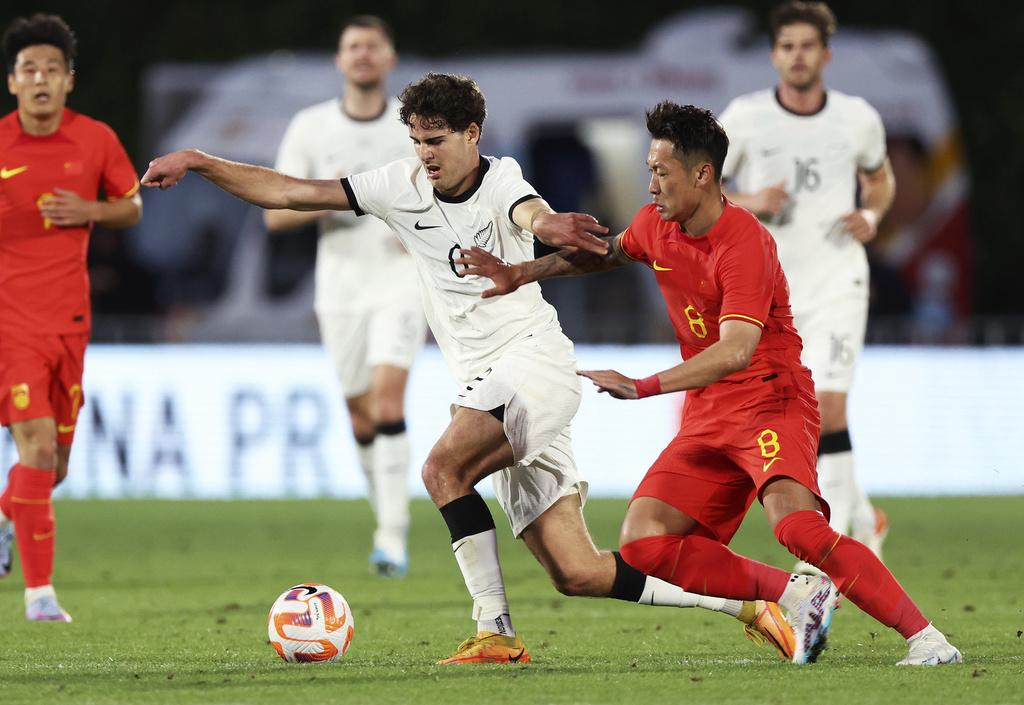 中國隊9個月來首場友賽,與新西蘭打成0:0。(美聯社)