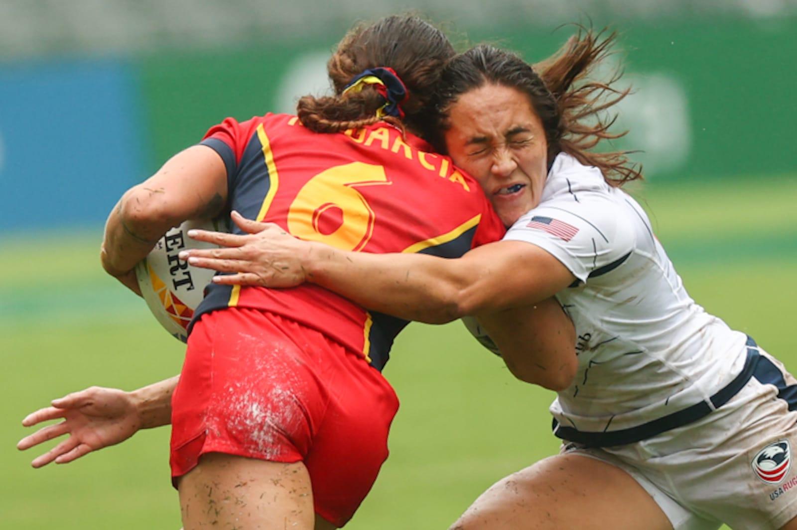 美國女子隊以35:7羸西班牙。(李睿哲攝)