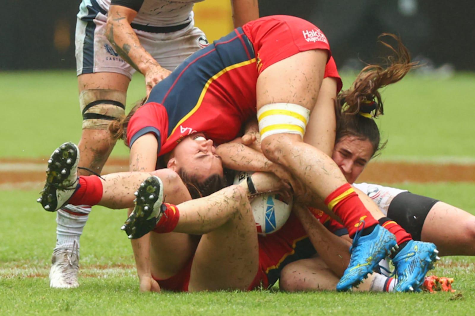 美國女子隊以35:7羸西班牙。(李睿哲攝)