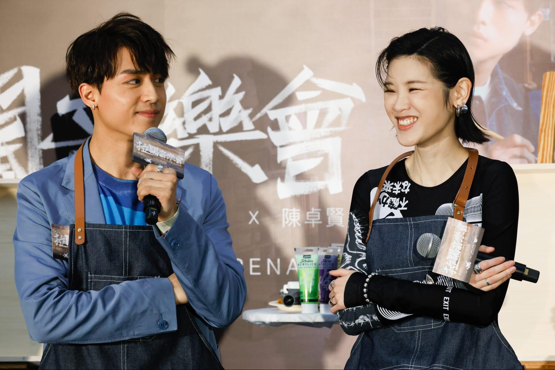 陳卓賢、江𤒹生、陳蕾現身銅鑼灣時代廣場舉行的記者會。 (蘇文傑攝)