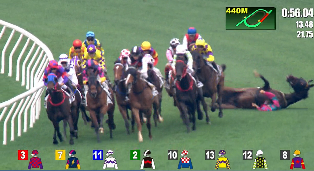 楊明綸墮馬後被「菲力大帝」壓到。