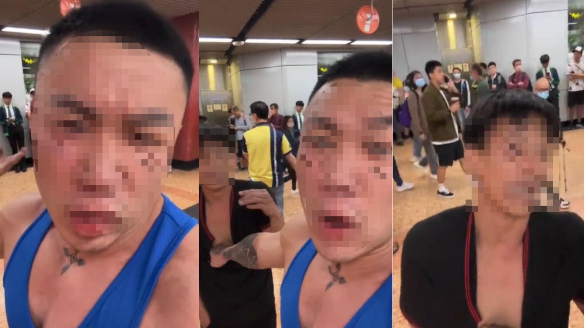 黑衣男港鐵亂挑機件身教練。(網上影片截圖)