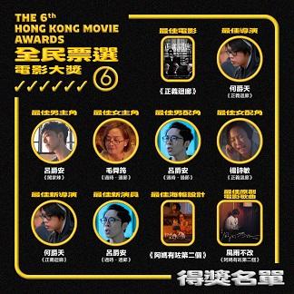 第六屆《MOVIE6全民票選電影大獎》得獎者