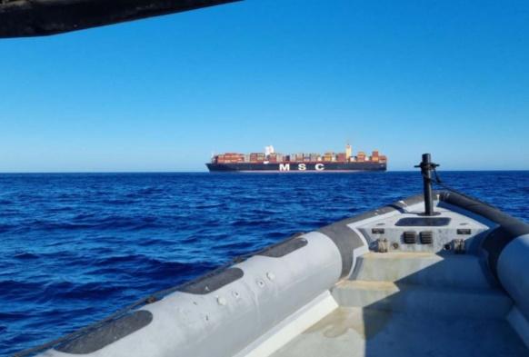 救起Erica的貨櫃船。(網上圖片)