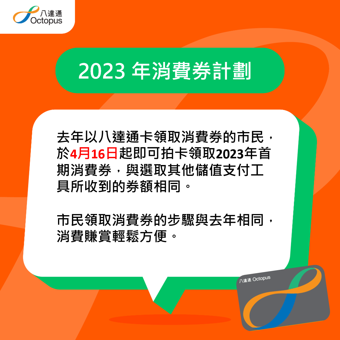 八達通送出10萬張總值100萬元的電子現金券。(八達通圖片)