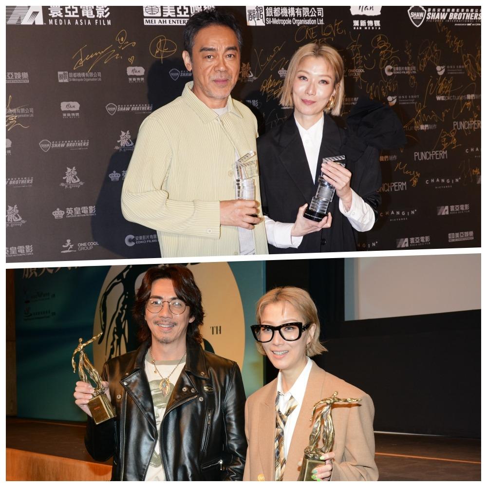 鄭秀文憑《流水落花》已奪得2023年香港電影導演會「最佳女主角」(上圖),「最佳男主角」是《神探大戰》的劉青雲;以及香港電影評論學會「最佳女演員」(下圖),「最佳男演員」得主是《窄路微塵》的張繼聰。(Getty)