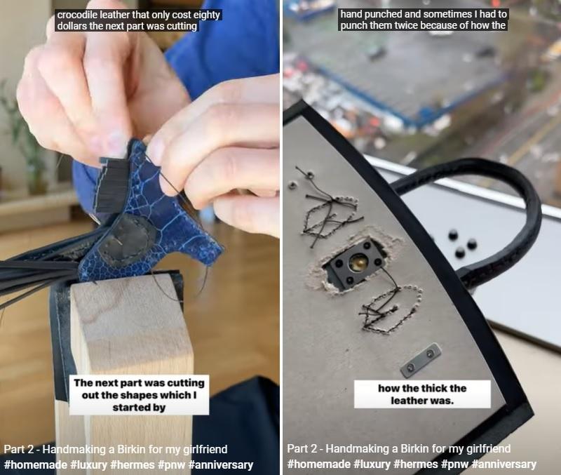斯韋親手打造愛心愛馬仕Birkin手袋送給女友。(互聯網)