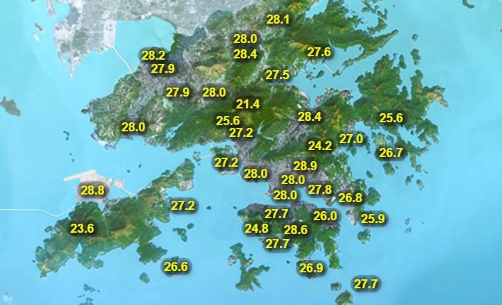 本港地區今日天氣預測部分時間有陽光及炎熱,市區最高氣溫約32度,新界再高一兩度。(香港天文台)