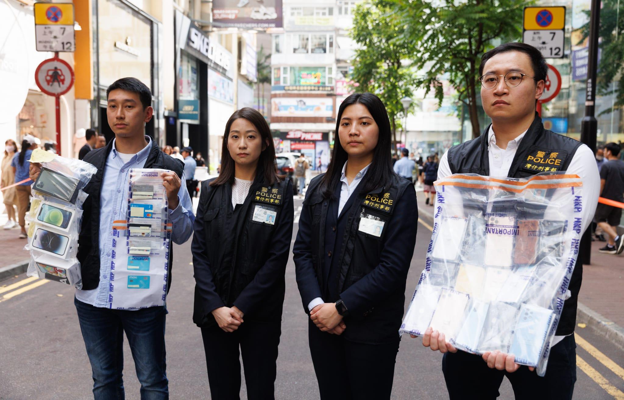 警方拘捕100人,涉嫌以欺騙手段取得財產及洗黑錢案。(蘇文傑攝)