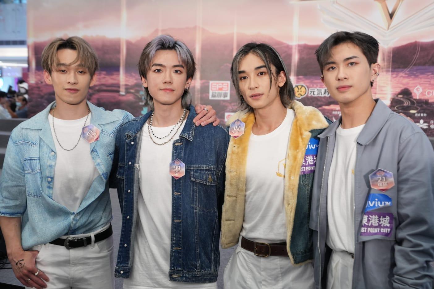 《全民造星V》參賽者今午現身將軍澳東港城。 (陳奕釗攝)