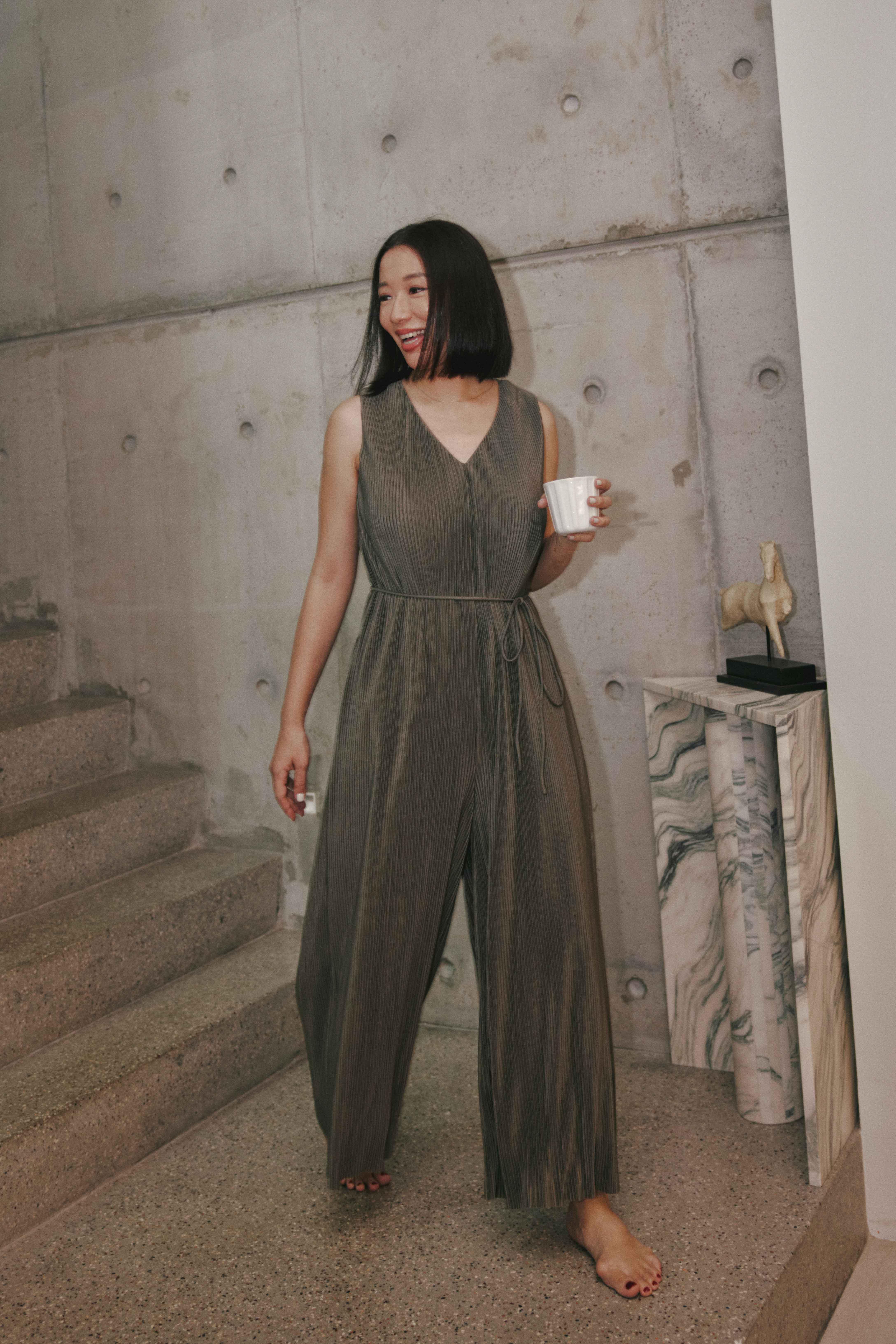 Nalla Maternity Nursing Pleat Jumpsuit (Olive)