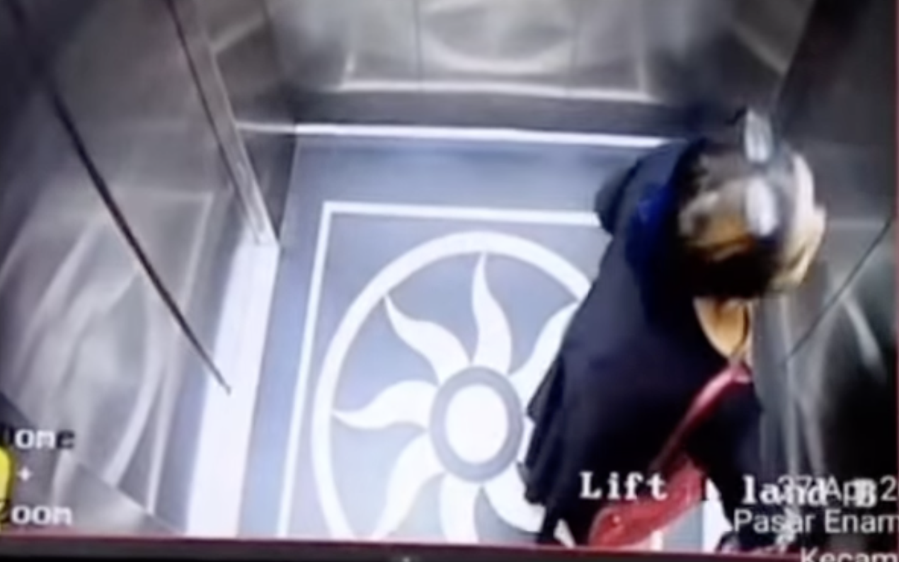 身後的𨋢門關上,她狀甚焦急,期間曾有所動作想打開前方的門。(互聯網)