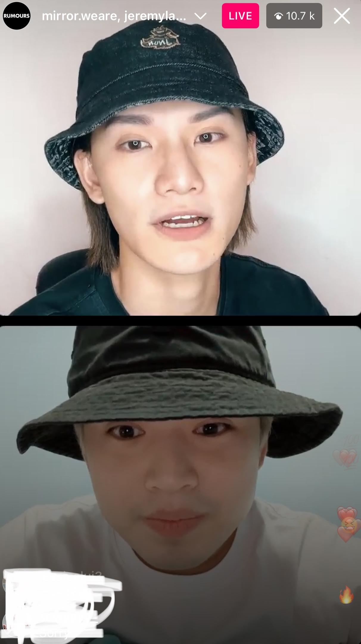 Jer與Jeremy 在IG Live分享為The First take 錄影的感受。