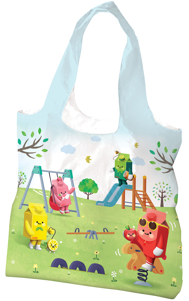 維他新鮮茶折疊袋│袋面設計夠潮有活力,拎住出街環保又方便!