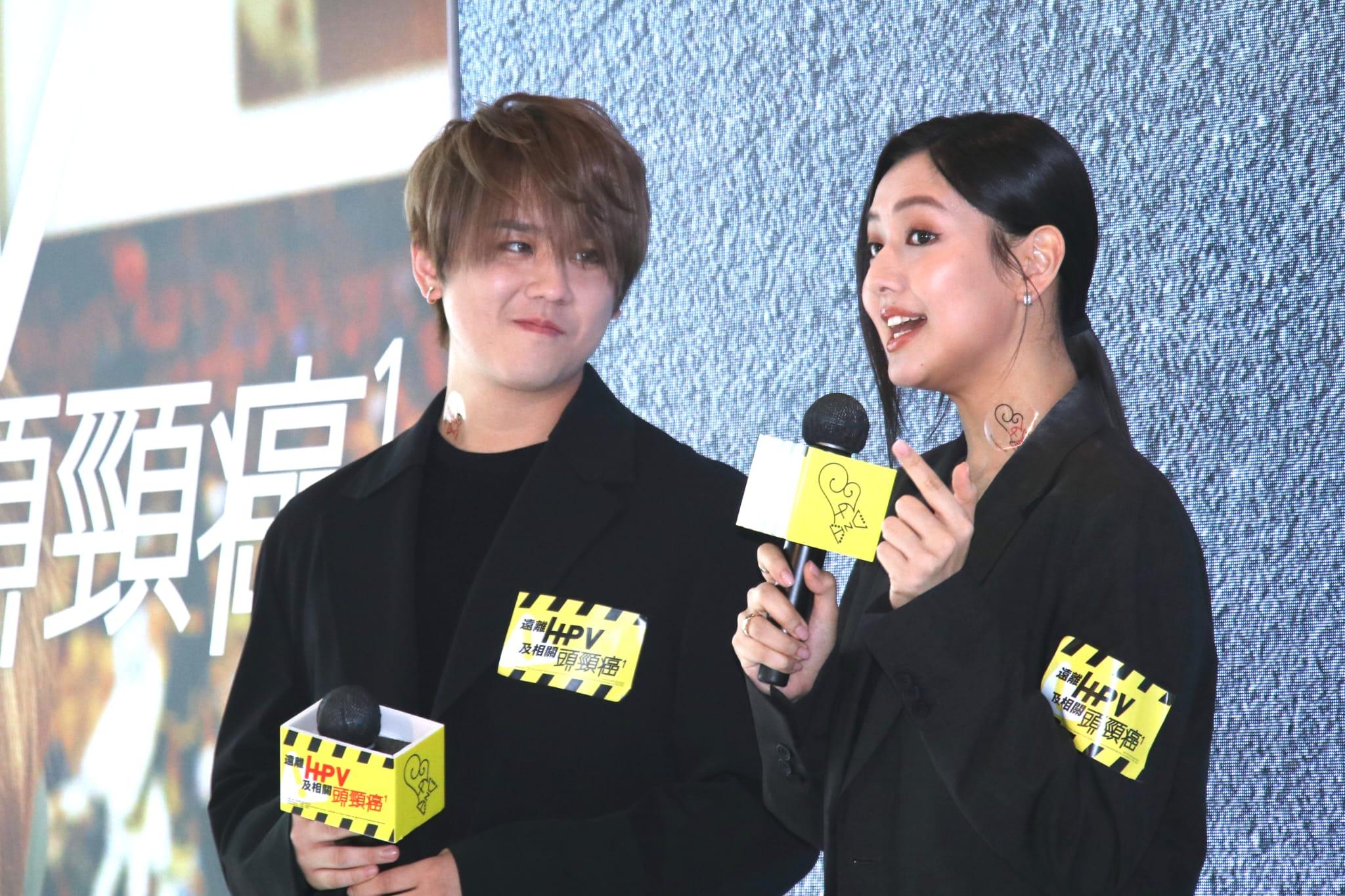 Mandy與姜濤合作拍預防HPV微電影。(林俊源攝)