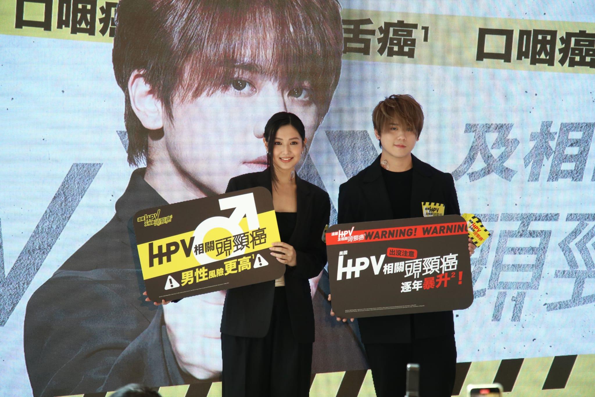 Mandy、姜濤和岑珈其出席《與HPV的距離》互動劇情影片發布會。(林俊源攝)