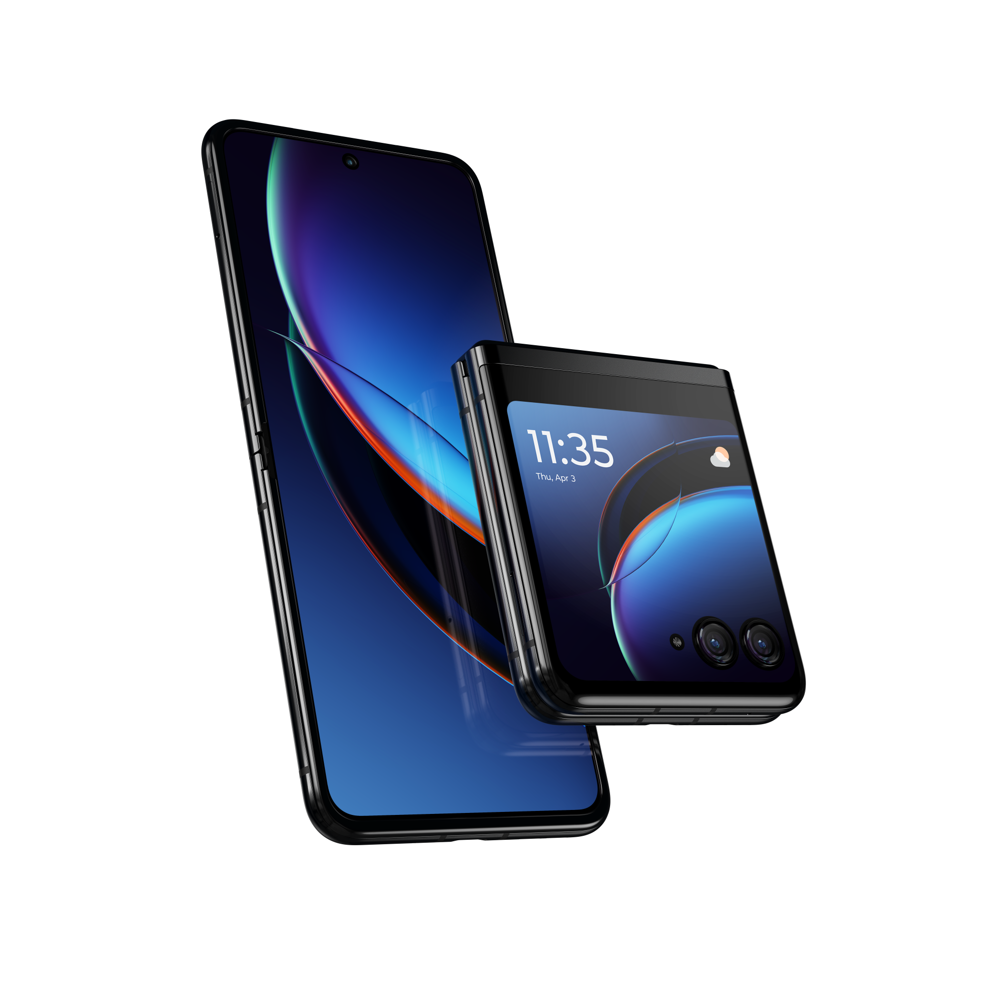 展開為6.9吋165Hz更新率柔性pOLED,具備Flex View容許多角度豎立手機使用。