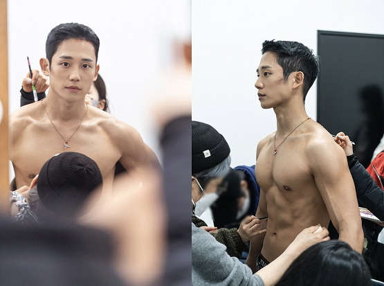 丁海寅除了有顏值有演技,還操得一副結實肌肉。