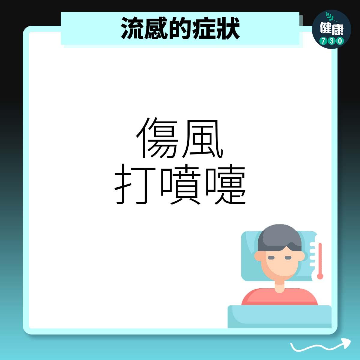 流感症狀之傷風、打噴嚏。(am730製圖)