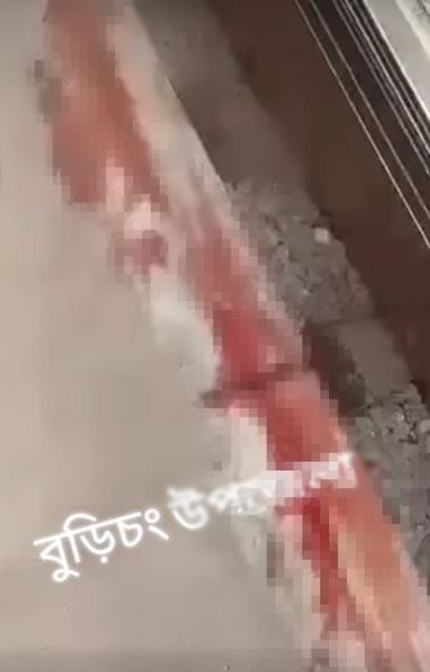 Mahbub與友人在路軌旁拍TikTok片,慘遭列車撞死,地下留下血漬。(互聯網)