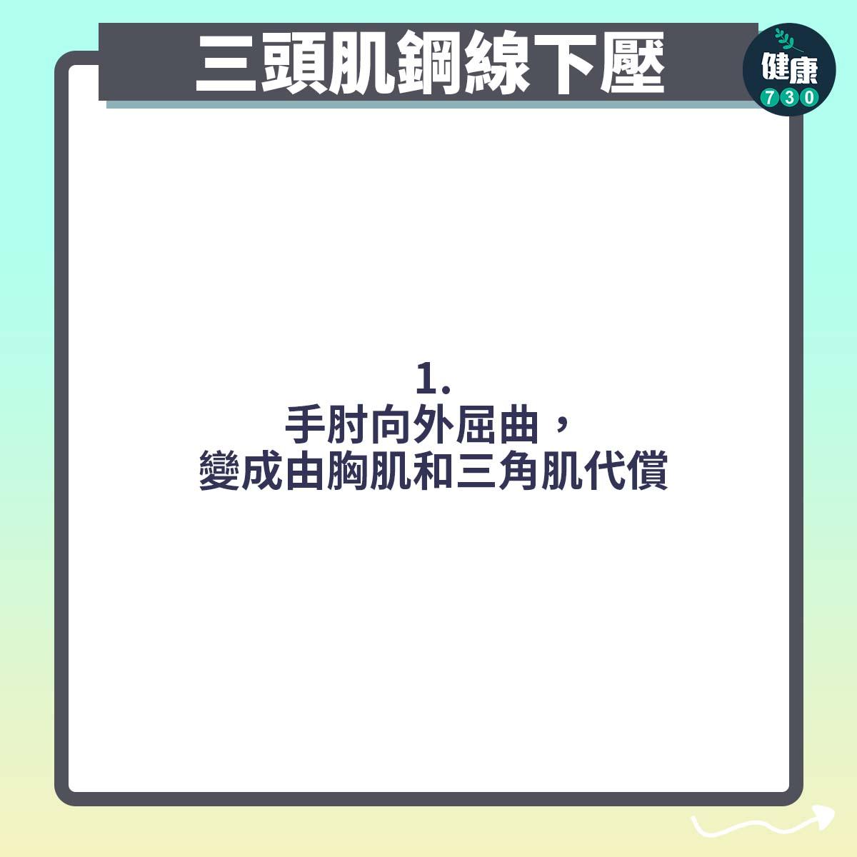 健身|三頭肌鋼線下壓常見錯誤(am730製圖)