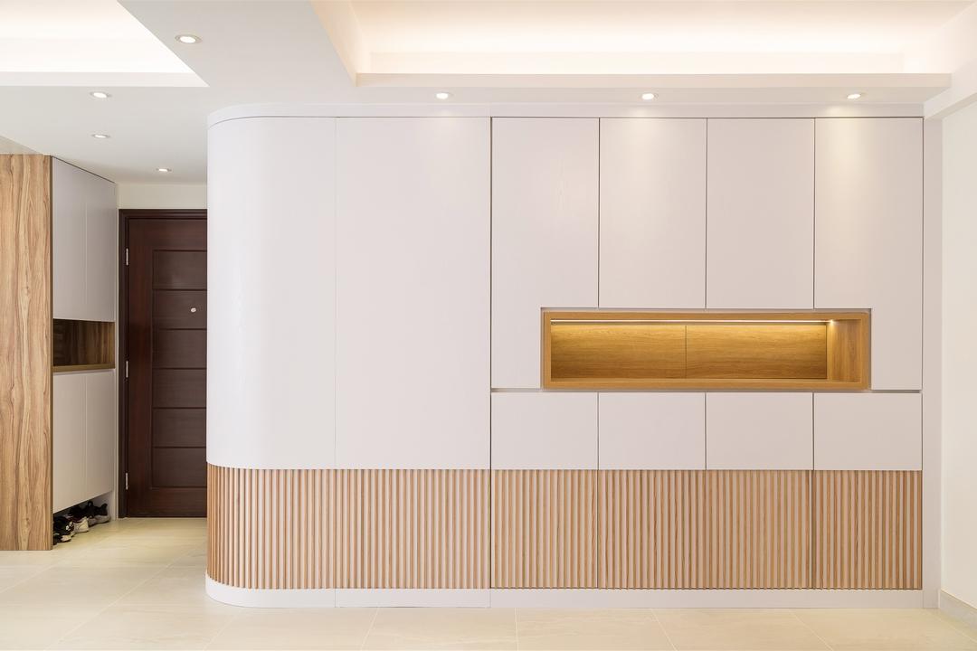 圓弧設計可以從大型傢俬著手,例如是家中的入牆櫃