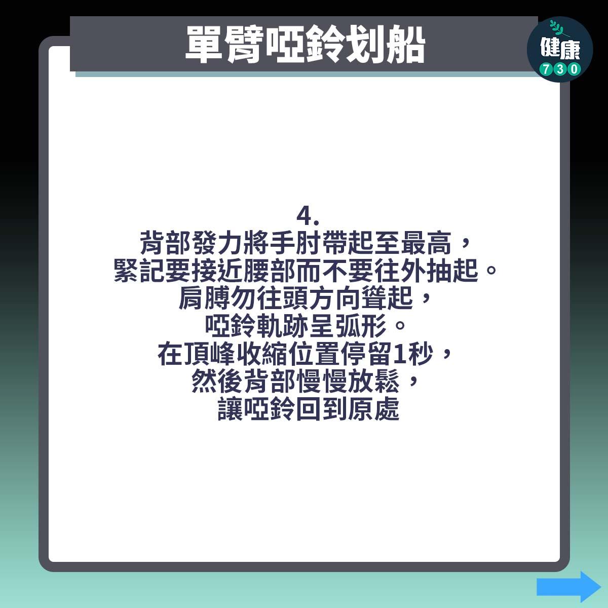 背肌訓練|單臂啞鈴划船(am730製圖)