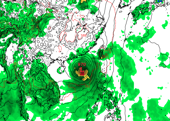 歐洲中期天氣預報中心ECMWF預計下一個颱風下周二位置。(網上截圖)