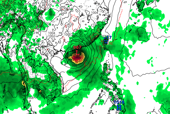 歐洲中期天氣預報中心ECMWF預計下一個颱風下周三靠近香港。(網上截圖)