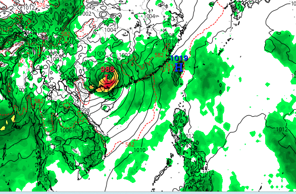 歐洲中期天氣預報中心ECMWF預計下一個颱風下周四越過香港。(網上截圖)