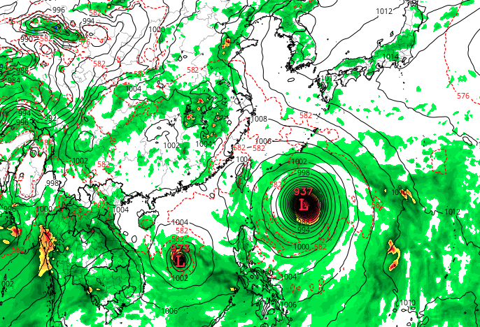 GFS預計下一個颱風周二靠近香港。(網上截圖)