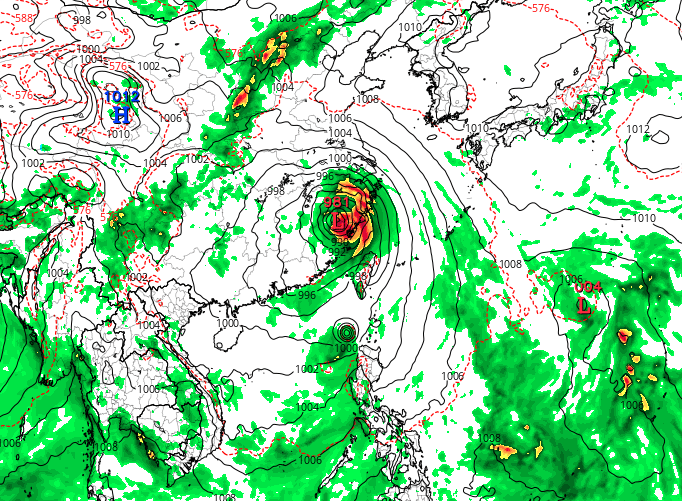 GFS預計下一個颱風周三晚上至周四早上接近香港。(網上截圖)